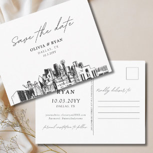 Dallas Save the Date Postcard Wedding Postkarte