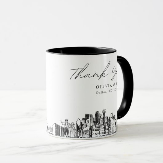 Dallas Sketch Einfache Tasse für Hochzeitscoffee (VorderseiteRechts)