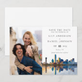 Dallas Skyline Aquarell-Foto-Hochzeit Save The Date (Vorne/Hinten)