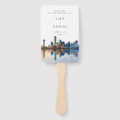 Dallas-Skyline-Aquarell-Hochzeitsprogramm Fächer (Vorderseite)