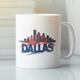 Dallas Skyline Aquarell-Kunstprint – Texas Stadt Kaffeetasse