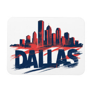 Dallas Skyline Aquarell-Kunstprint – Texas Stadt Magnet