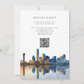 Dallas Skyline Aquarell QR Code Hochzeit Einladung (Rückseite)