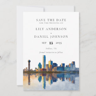 Dallas Skyline Aquarell Ziel Hochzeit Save The Date