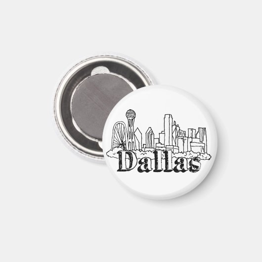 Dallas Skyline Art Design Dallas Skyline Design Magnet (Vorderseite/Rückseite)