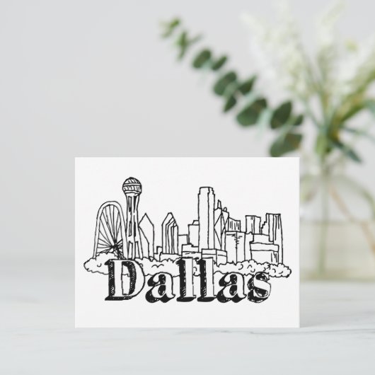 Dallas Skyline Art Design Dallas Skyline Design Postkarte (Stehend Vorderseite)