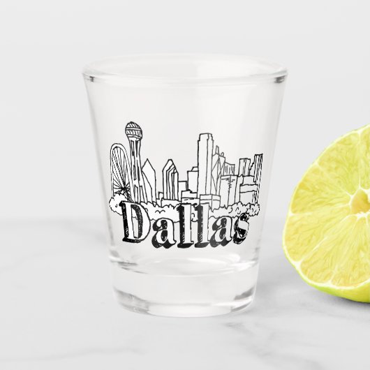 Dallas Skyline Art Design Dallas Skyline Design Schnapsglas (Vorderseite)