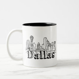 Dallas Skyline Art Design Dallas Skyline Design Zweifarbige Tasse