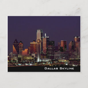 Dallas Skyline bei der Nachtpostkarte Postkarte