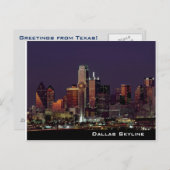Dallas Skyline bei der Nachtpostkarte Postkarte (Vorne/Hinten)