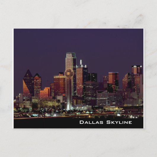 Dallas Skyline bei der Nachtpostkarte Postkarte (Vorderseite)
