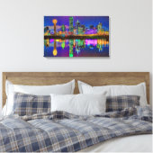 Dallas Skyline bei Night Chrome Edited Leinwand Ar (Insitu (Schlafzimmer))