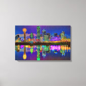 Dallas Skyline bei Night Chrome Edited Leinwand Ar (Vorderseite)