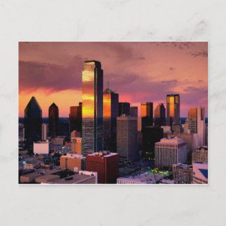 Dallas Skyline bei Sunset Postkarte