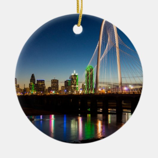 Dallas-Skyline-Dämmerung Keramik Ornament (Vorne)
