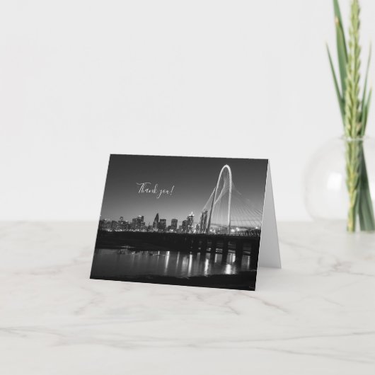 Dallas Skyline Dawn Grayscale Danke Karte (Vorderseite)