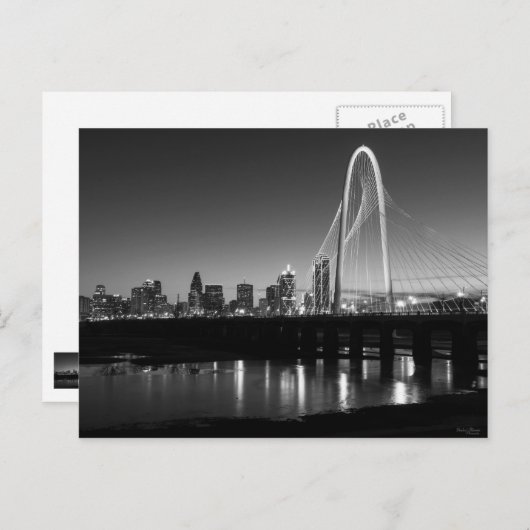 Dallas Skyline Dawn Grayscale Postkarte (Vorne/Hinten)