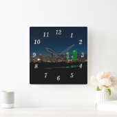 Dallas Skyline Dawn Pano Wall Clock Quadratische Wanduhr (Zuhause)