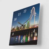 Dallas Skyline Dawn Wall Clock Quadratische Wanduhr (Winkel)