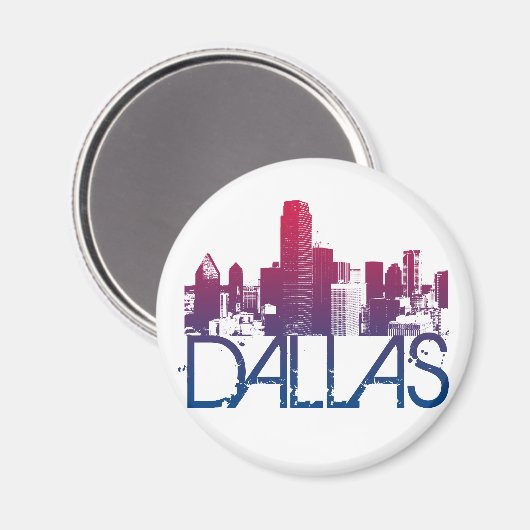 Dallas Skyline Design Magnet (Vorderseite/Rückseite)