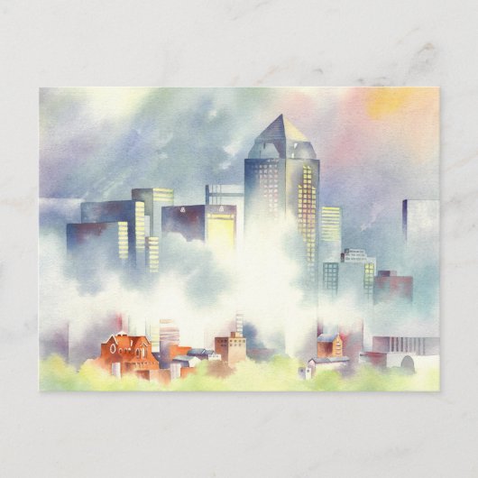 "Dallas Skyline" Dramatisches Stadtbild von Schott Postkarte (Vorderseite)