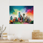 Dallas Skyline Graffiti Art Poster (Küche)