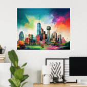 Dallas Skyline Graffiti Art Poster (Heimbüro)