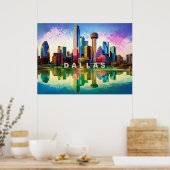 Dallas Skyline Graffiti Art Poster (Küche)