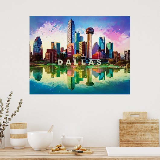 Dallas Skyline Graffiti Art Poster (Küche)