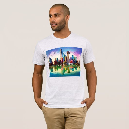 Dallas Skyline Graffiti Art T-Shirt (Vorne ganz)