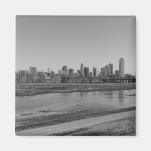 Dallas Skyline Graustufen Magnet
