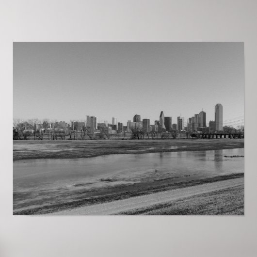 Dallas Skyline Grayscale Poster (Vorne)