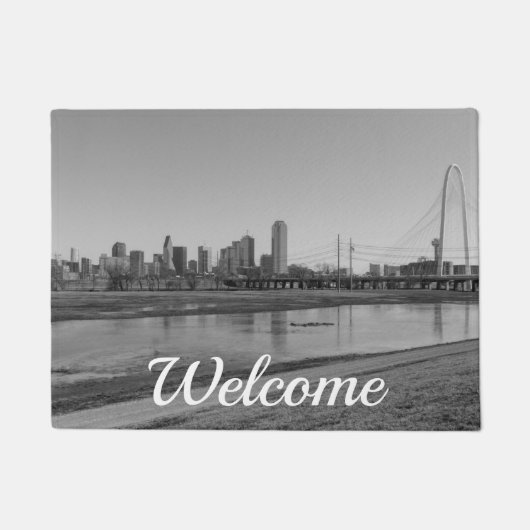 Dallas Skyline Grayscale Welcome Doormat Fußmatte (Vorderseite)