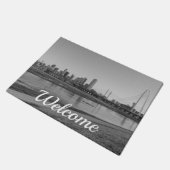 Dallas Skyline Grayscale Welcome Doormat Fußmatte (Schrägansicht)