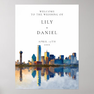 Dallas Skyline Hochzeits-Willkommensschild Poster