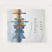 Dallas Skyline Hochzeitsfoto Hintergrund Wandteppich (Vorderseite (Horizontal))