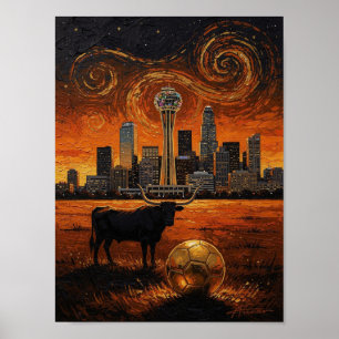 Dallas Skyline Longhorn Weltmeisterschaft 2026 Fuß Poster