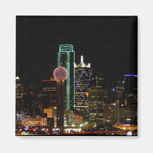 Dallas-Skyline nachts Magnet