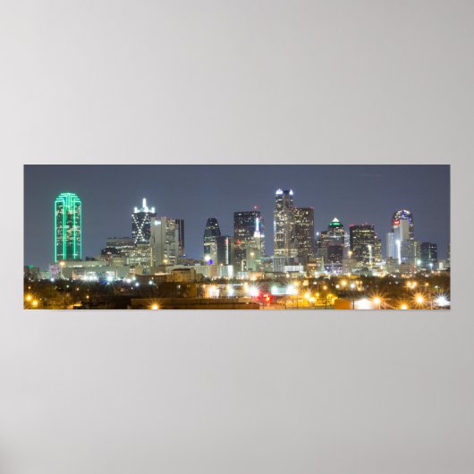 Dallas Skyline nachts Poster (Vorne)