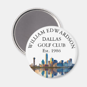 Dallas Skyline Personalisierter Golfschläger Name Magnet