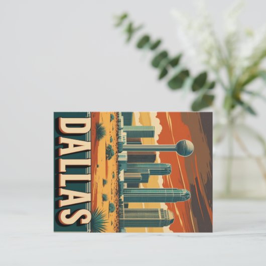 Dallas Skyline Postkarte (Stehend Vorderseite)