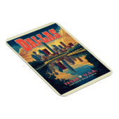Dallas Skyline Retro Travel Magnet (Rechte Seite)