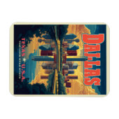 Dallas Skyline Retro Travel Magnet (Horizontal)