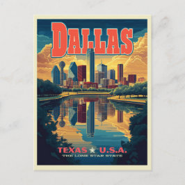 Dallas Skyline Retro Travel Postkarte