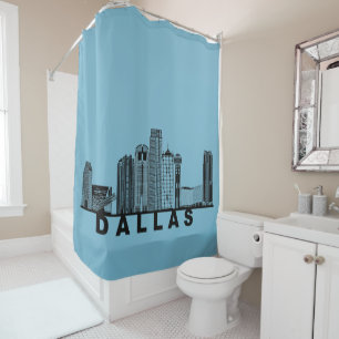Dallas Skyline Silhouette Duschvorhang