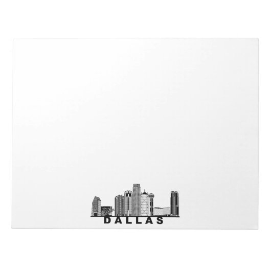 Dallas Skyline Silhouette Notizblock (Vorderseite)