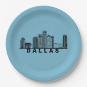 Dallas Skyline Silhouette  Pappteller (Vorderseite)