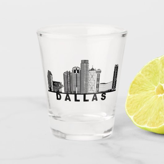 Dallas Skyline Silhouette  Schnapsglas (Vorderseite)
