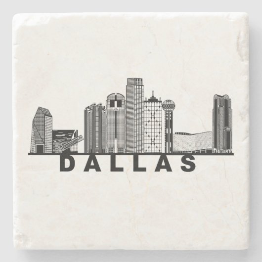 Dallas Skyline Silhouette Steinuntersetzer (Vorderseite)