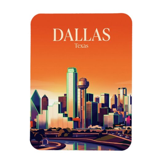 Dallas Skyline USA Magnet (Vertikal)